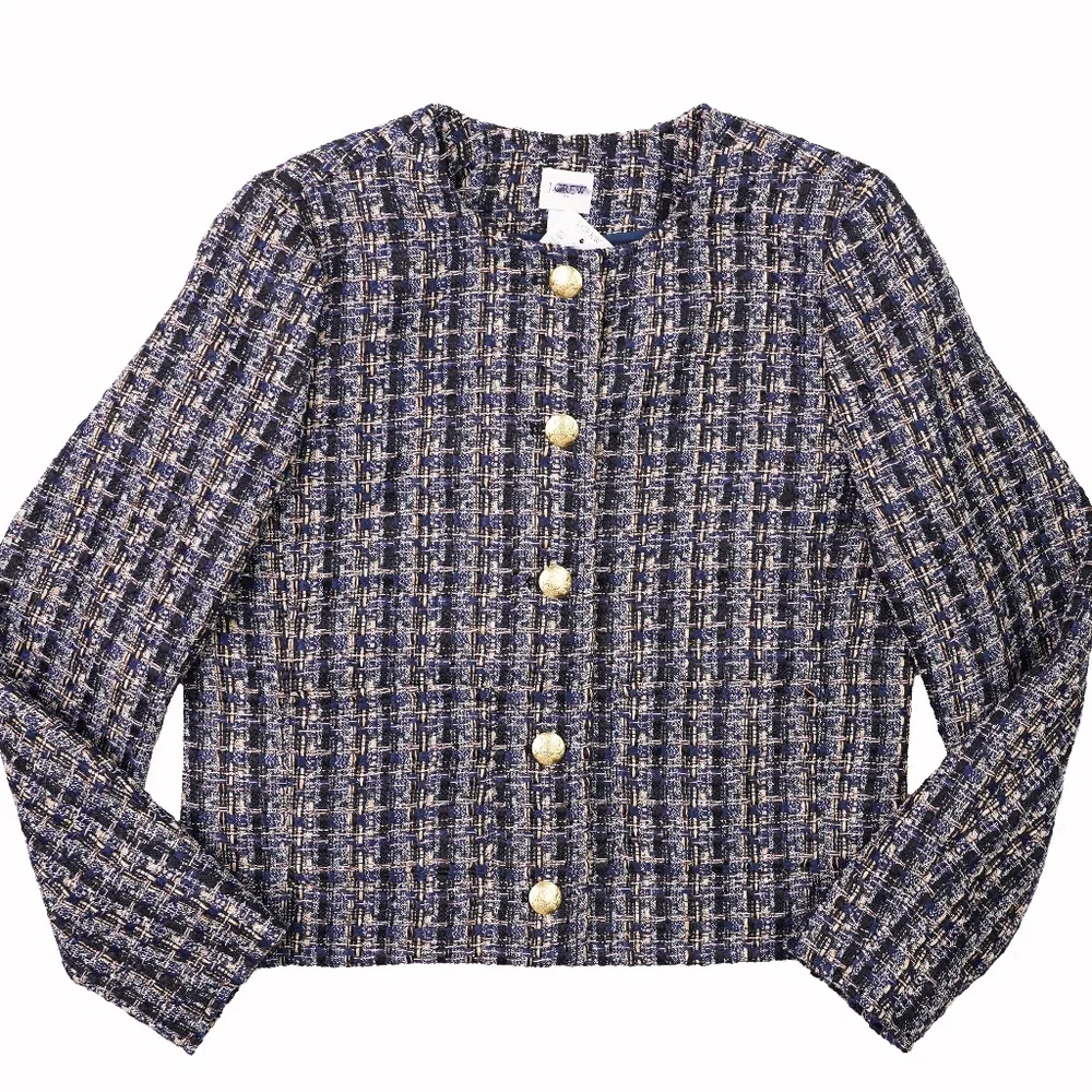 New JCREW Tweed Lady Jacket in Tweed Black Navy - Picture 5 of 6